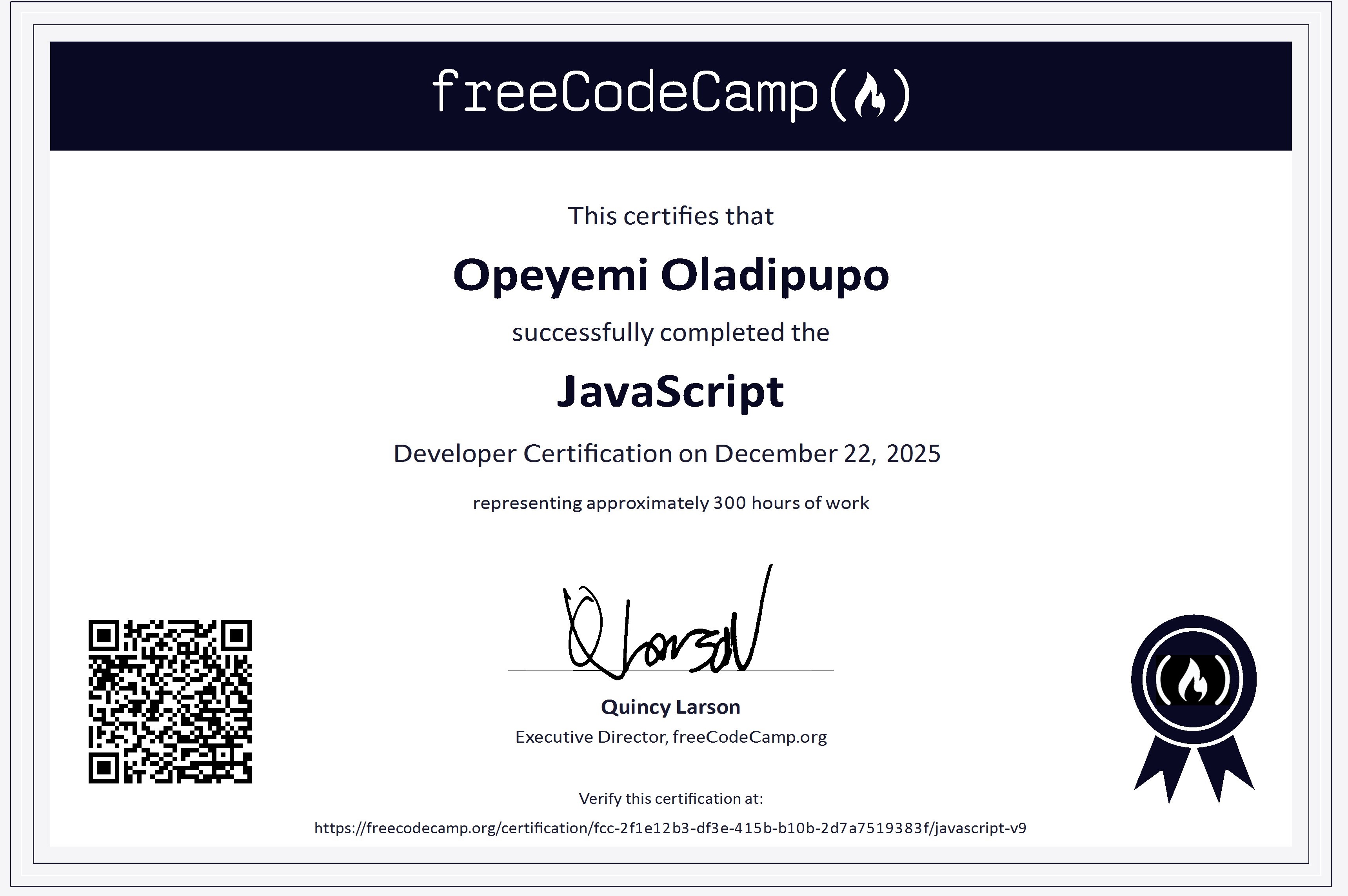 freeCodeCamp JavaScript Certificate